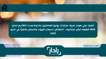 تعرف على موعد صرف مرتبات يونيو للعاملين بالدولة وبدء التقديم لحجز 1800 قطعة أرض صناعية.. انخفاض أسعار الزيوت والسكر عالميًا في مايو 2025